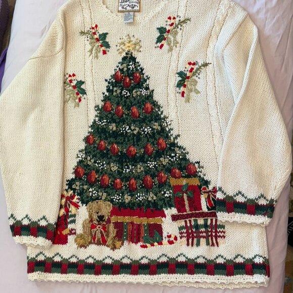 Vintage Women's Ugly Christmas Sweater Christmas Tree XL Heirloom Collectibles - Picture 1 of 4